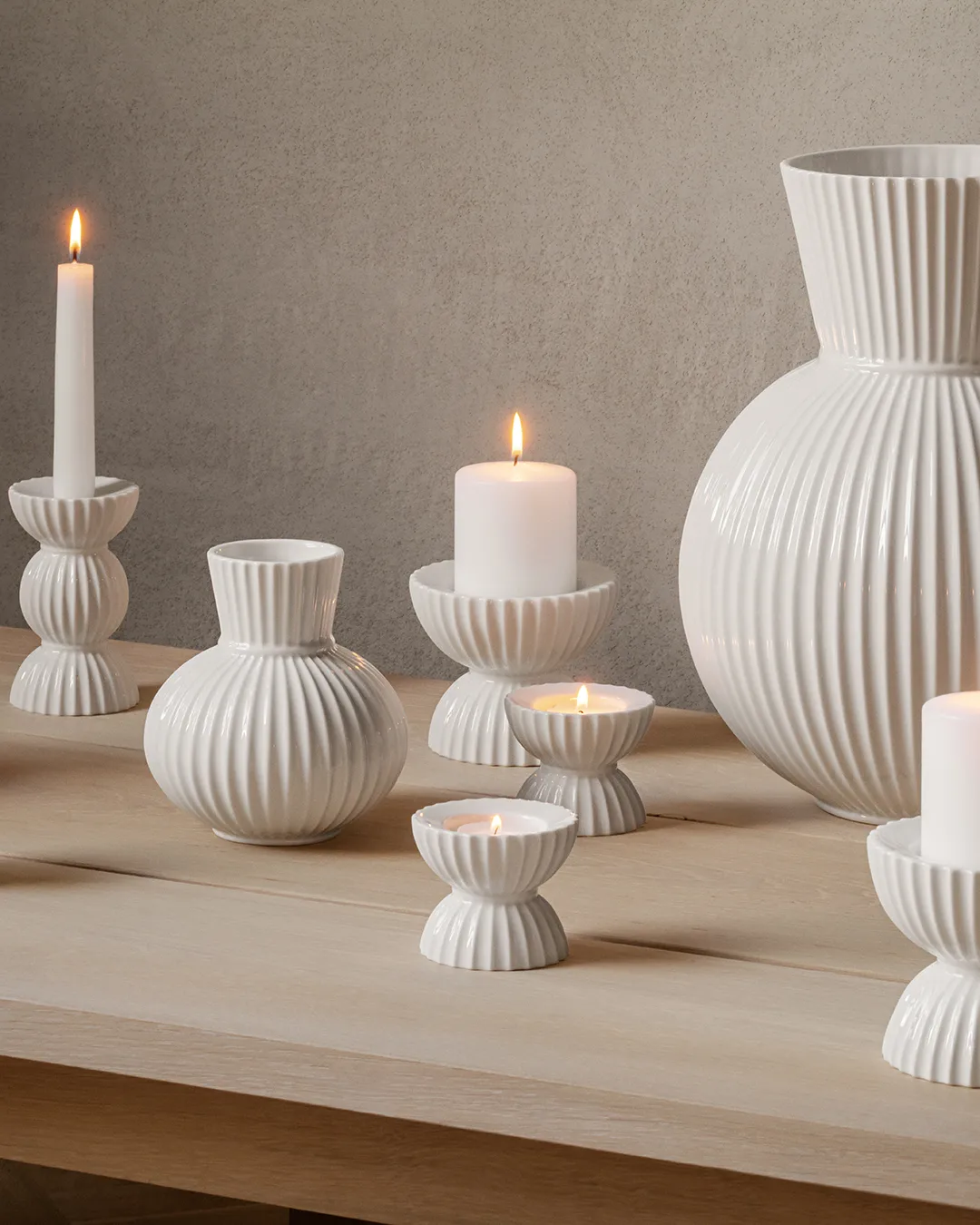 Lyngby Tura värmeljusstake Ø8 cm, Vit Lyngby Porcelæn