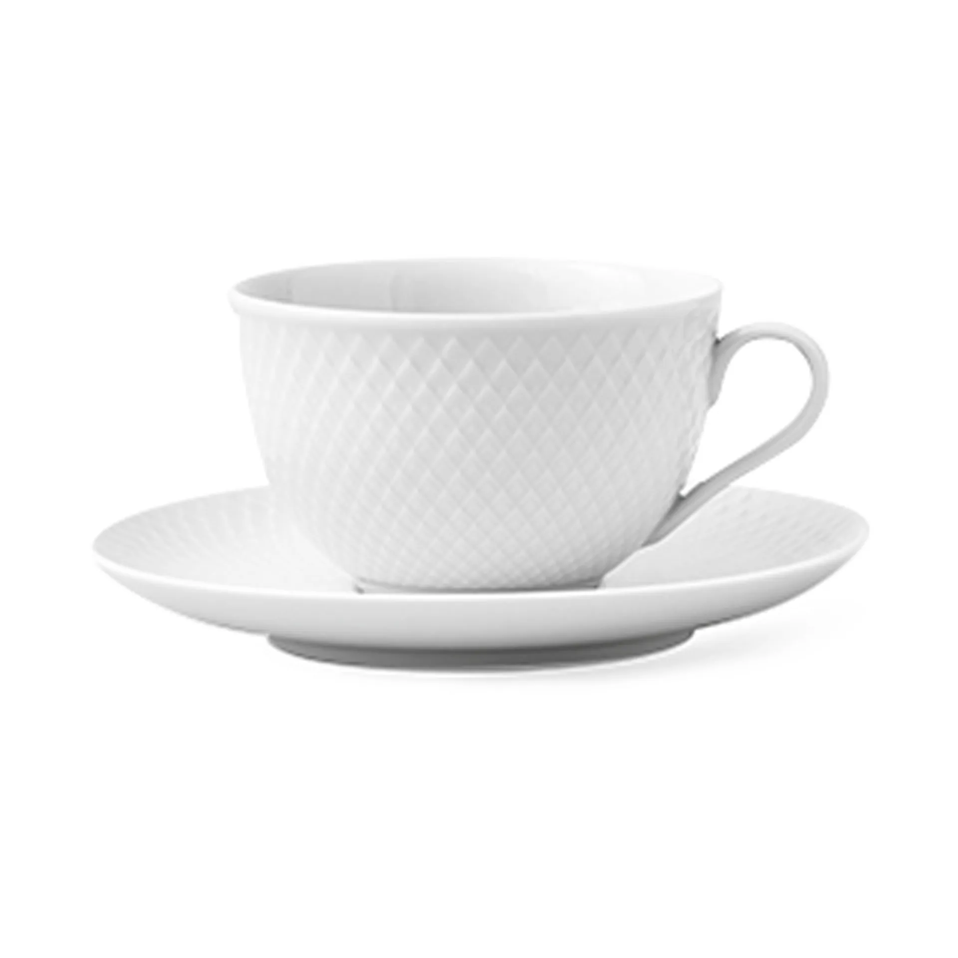 Rhombe tekopp med fat 24 cl, Vit Lyngby Porcelæn