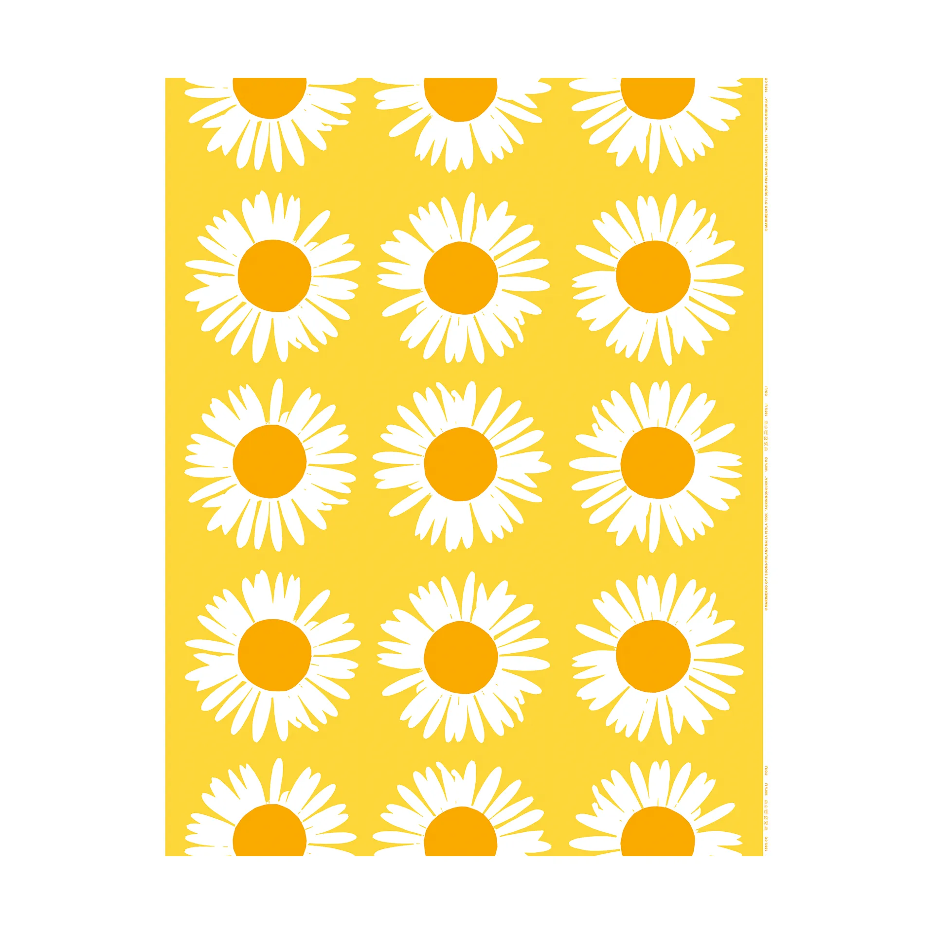 Auringonkukka tyg, Gul, linne Marimekko