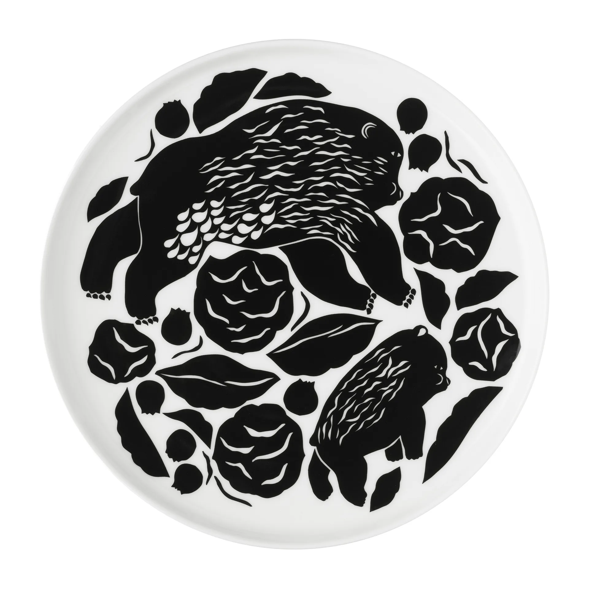 Karhuemo tallrik Ø20 cm, Vit-mörkgrön Marimekko