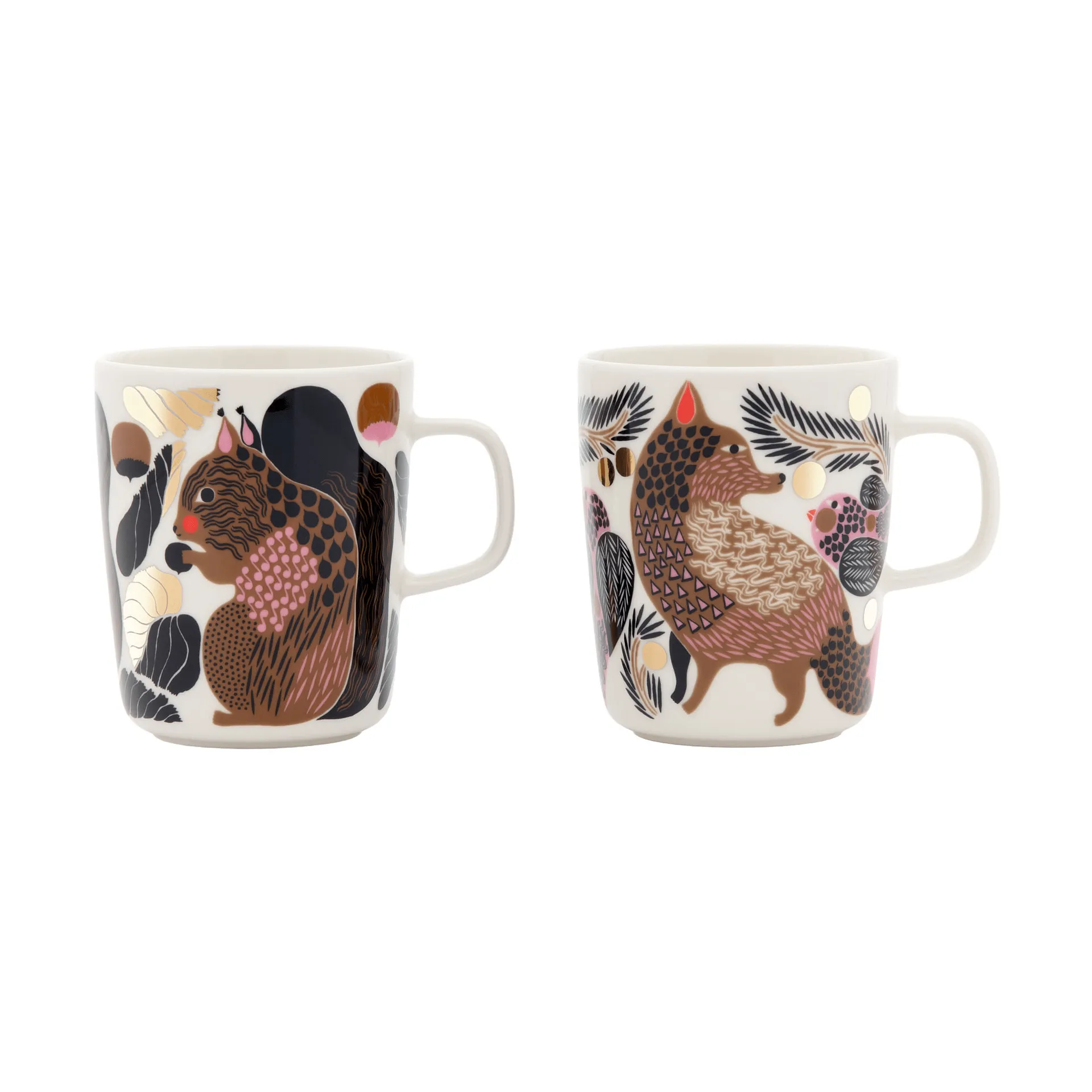 Kurre Ketunmarja mugg, White-multicolour-gold, 25 cl, 2-pack Marimekko
