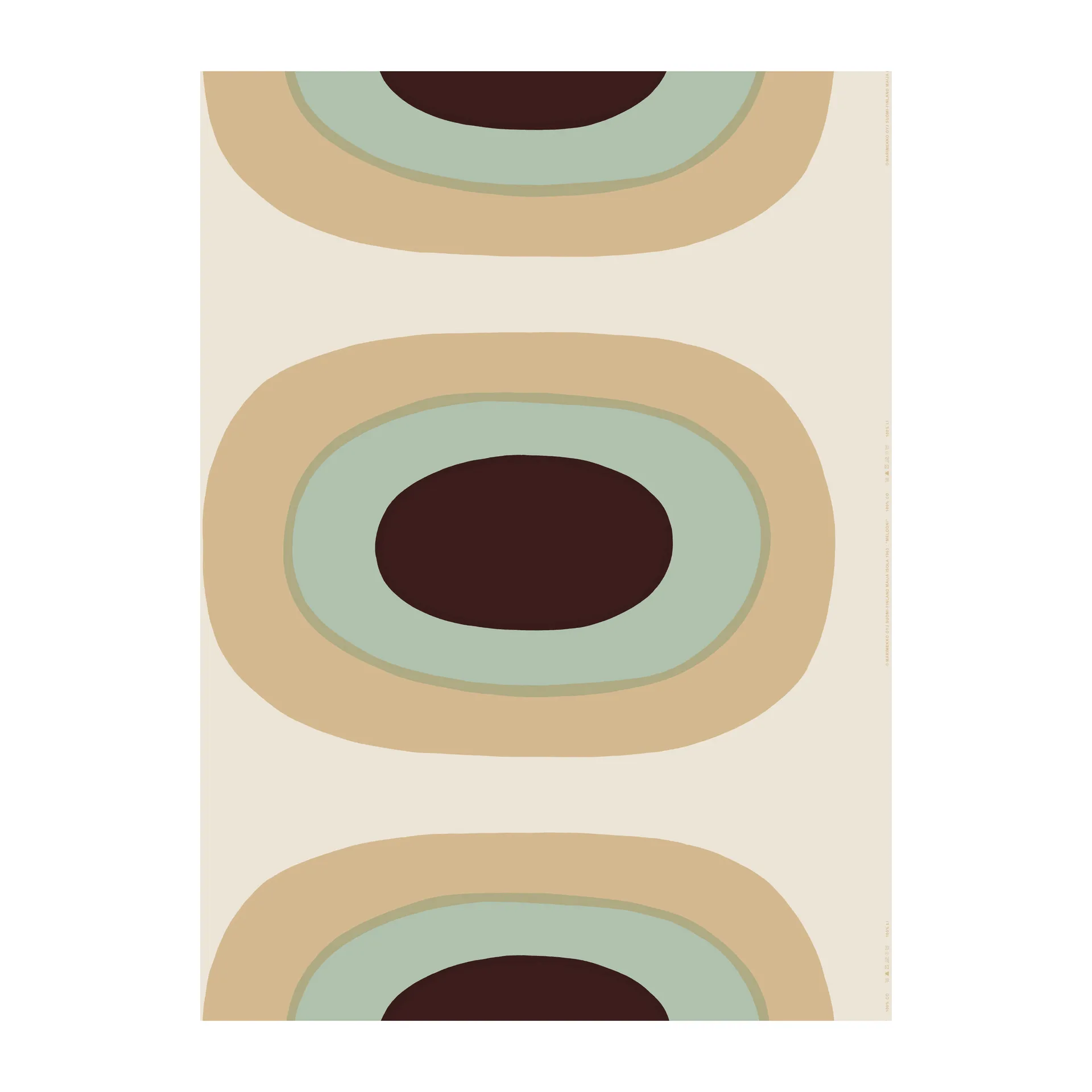 Melooni tyg bomull-linne, Beige-mint Marimekko
