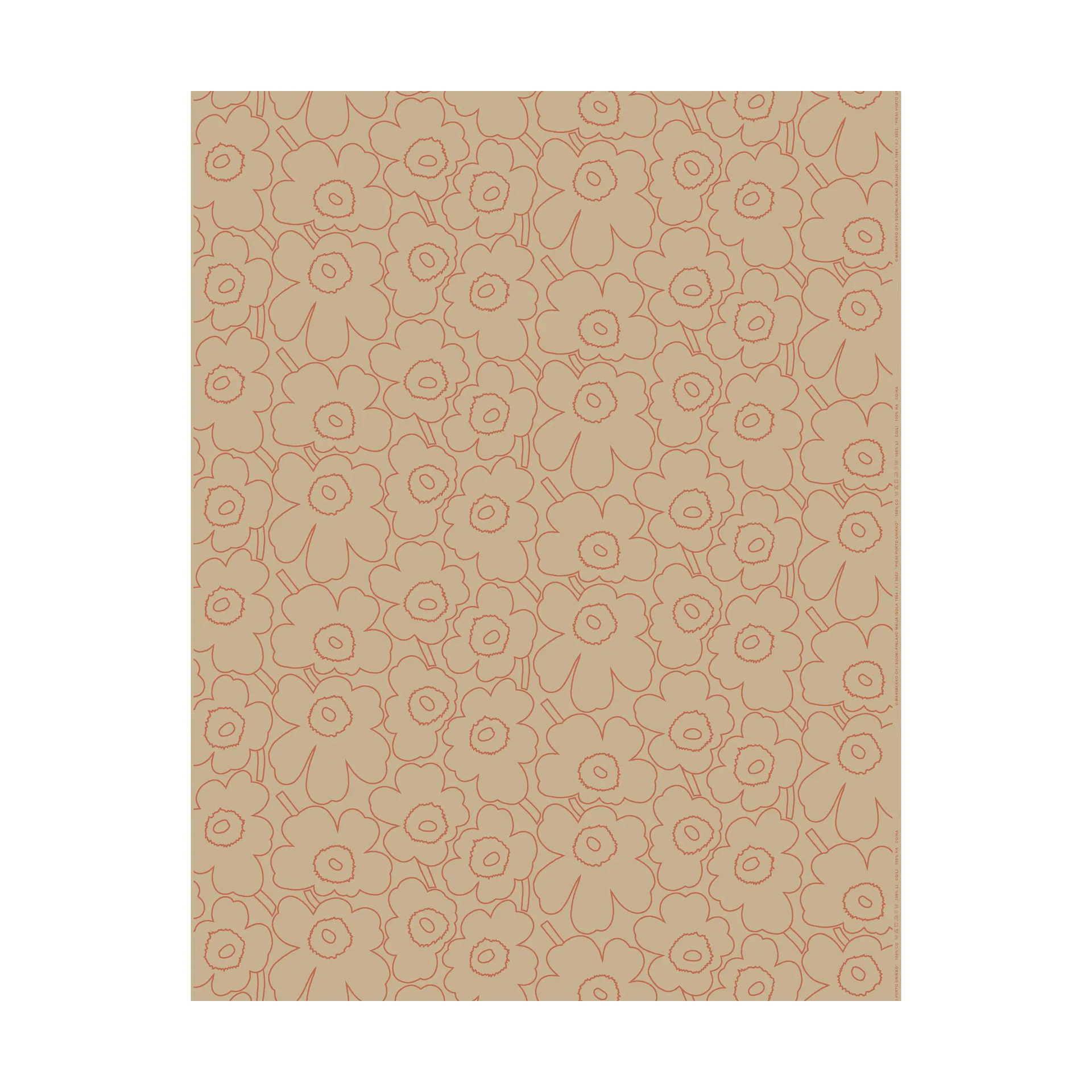 Piirto Unikko tyg bomull-linne, Linen-l. terracotta Marimekko