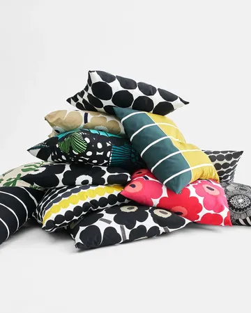 Tiiliskivi kuddfodral 50x50 cm - Gul-mörkgrön - Marimekko