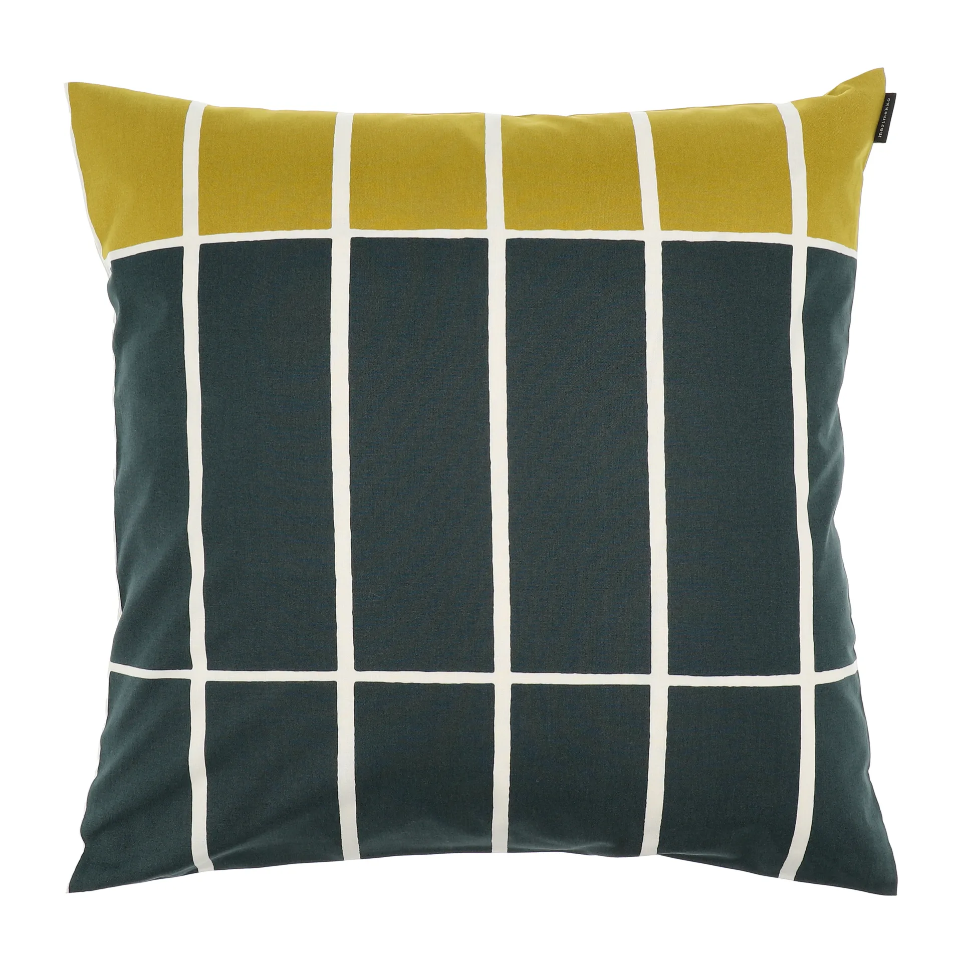 Tiiliskivi kuddfodral 50x50 cm, Gul-mörkgrön Marimekko