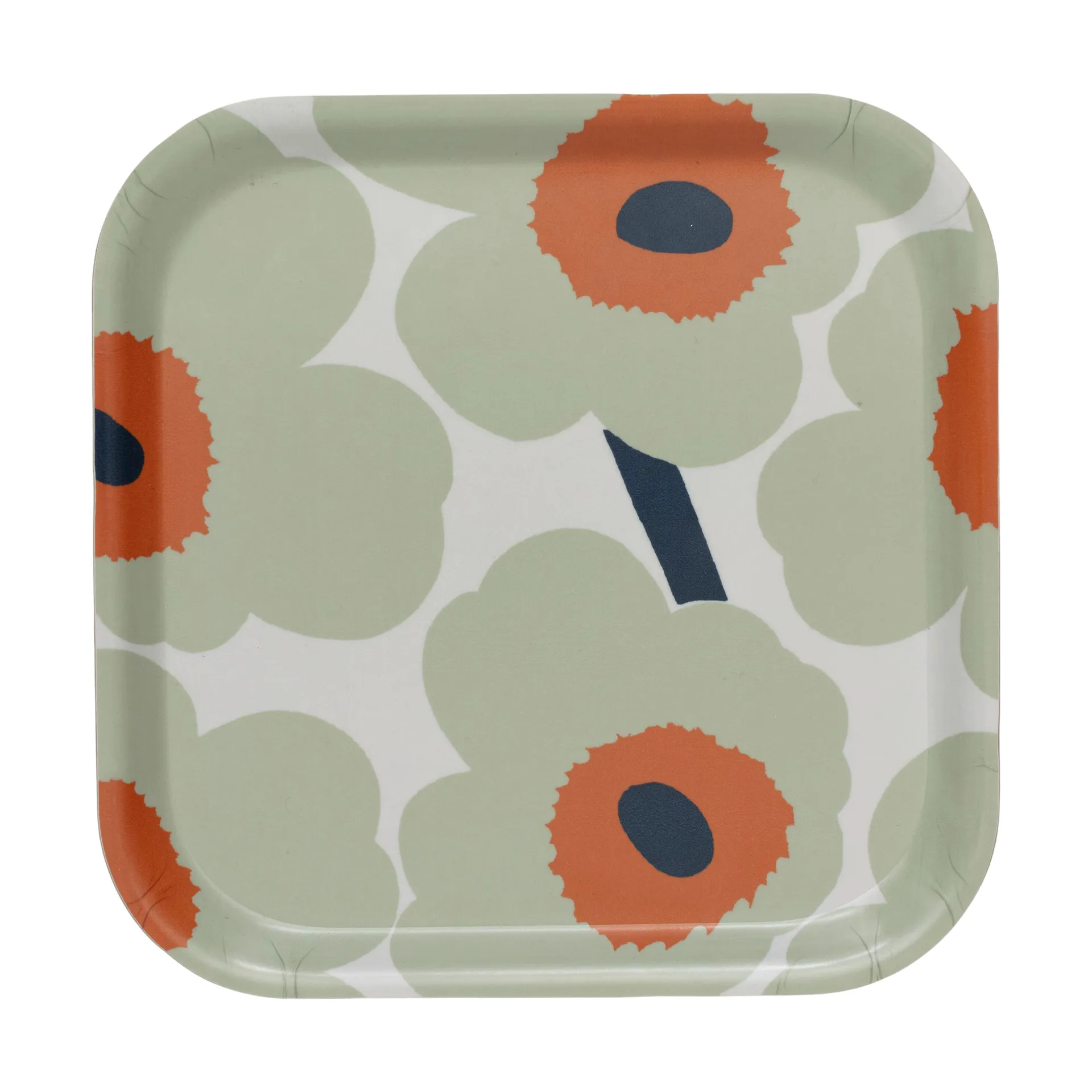Unikko bricka 20x20 cm, Off white-sage-orange Marimekko