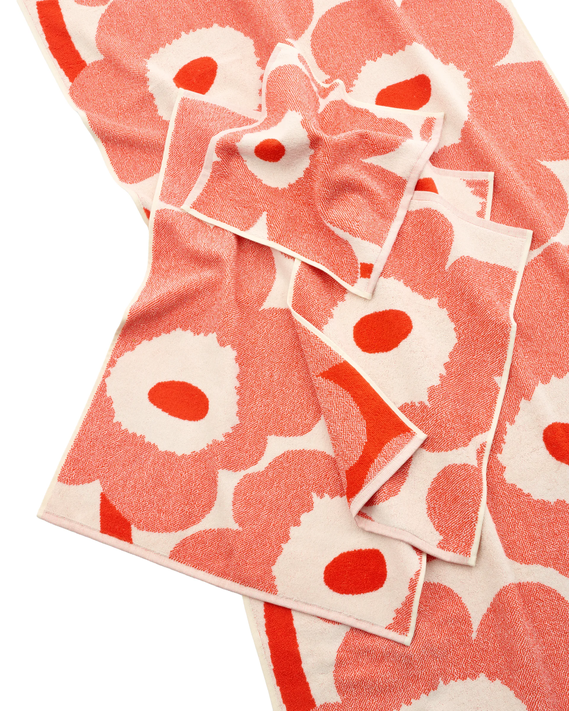Unikko gästhandduk 32x50 cm, Off white-orange red Marimekko