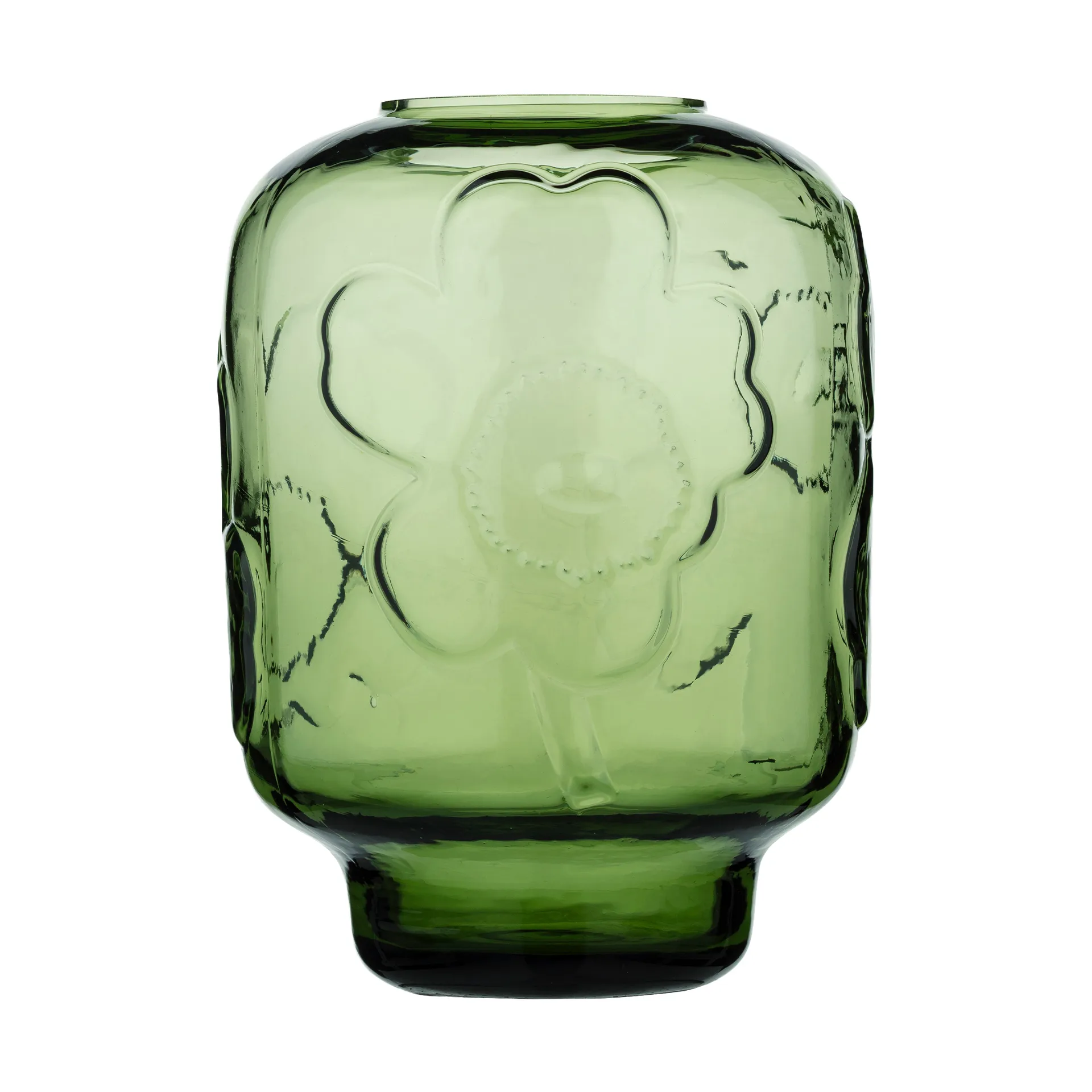 Unikko glasvas, Olive, 18 cm Marimekko