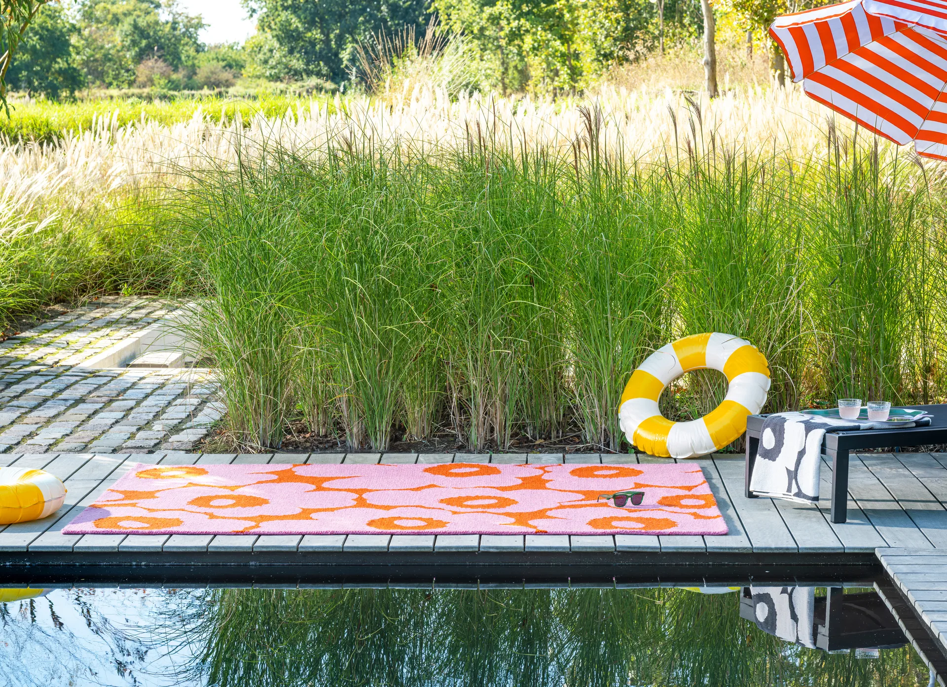 Unikko matta outdoor, Pink-orange, 140x200 cm Marimekko