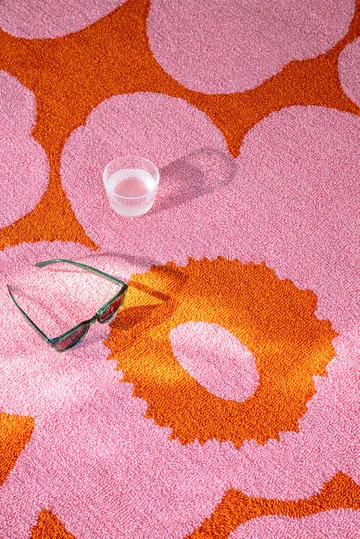 Unikko matta outdoor - Pink-orange, 140x200 cm - Marimekko