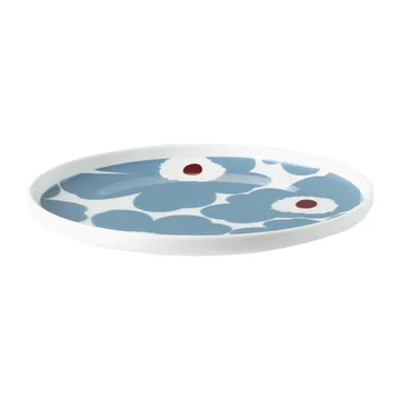 Unikko tallrik vit-blågrå-vinröd - Ø20 cm - Marimekko