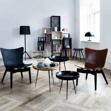 Bowl Medium bord - mango sirka grey, svart stativ - Mater