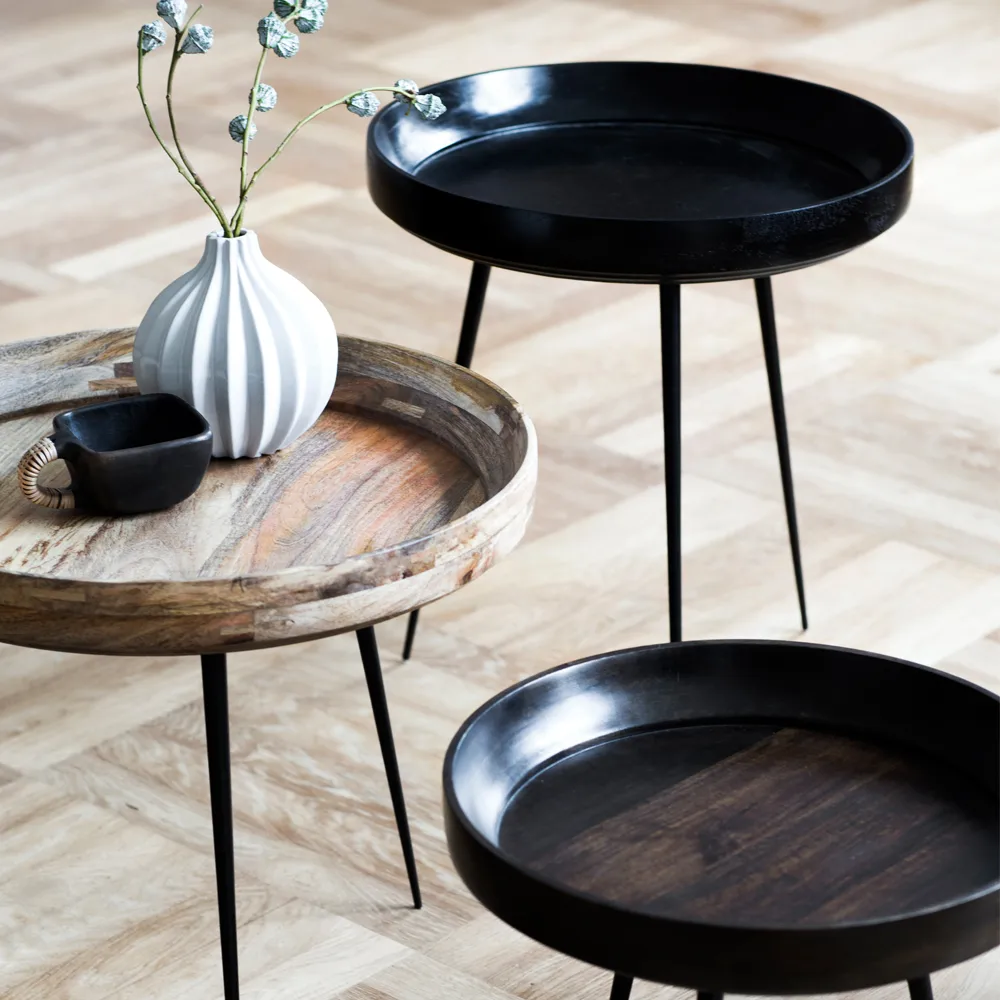 Bowl Small bord, mango natur, svart stativ Mater
