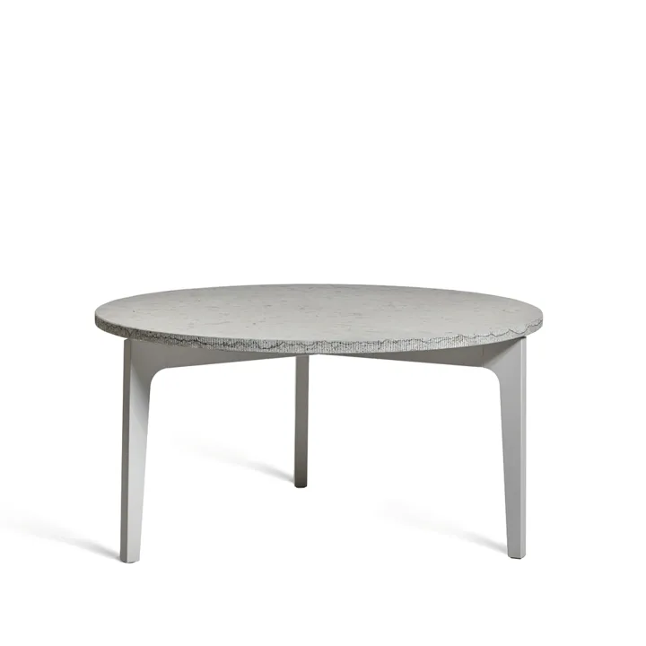 Höllviken soffbord Ø80 cm - kalksten, ljusgrått benstativ - Mavis