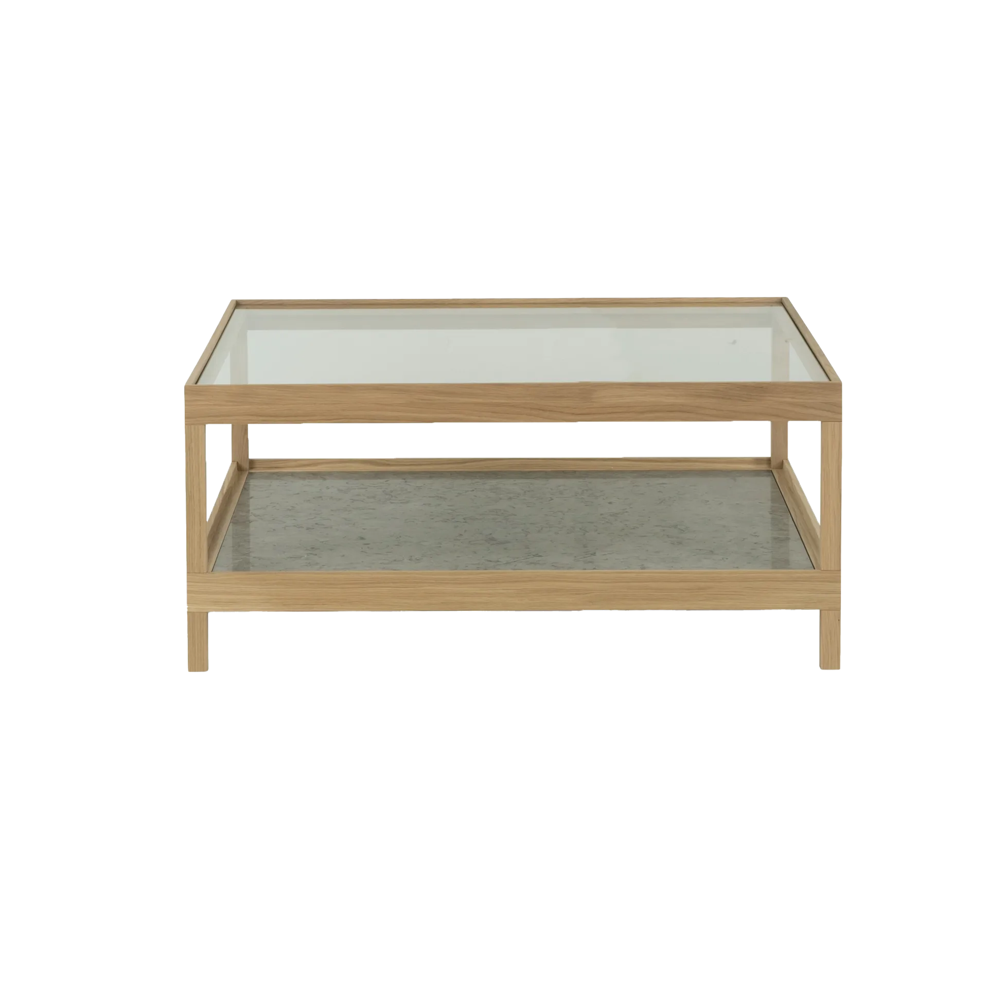 Ima soffbord 90x90 cm, Vitpig. mattlackad ek, kalksten Mavis