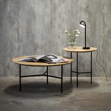 Tribeca soffbord - ek såpad rustik, vita ben, ø80 - Mavis