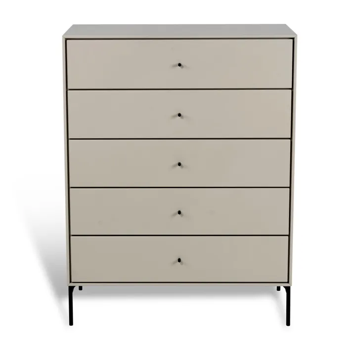 Volt byrå 5 lådor beige - Detaljer i svart - Mavis