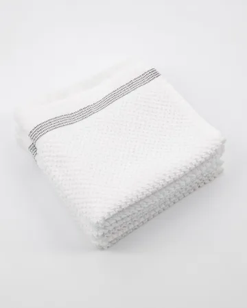 Meraki handduk vit med grå streck 3-pack - 30x30 cm - Meraki