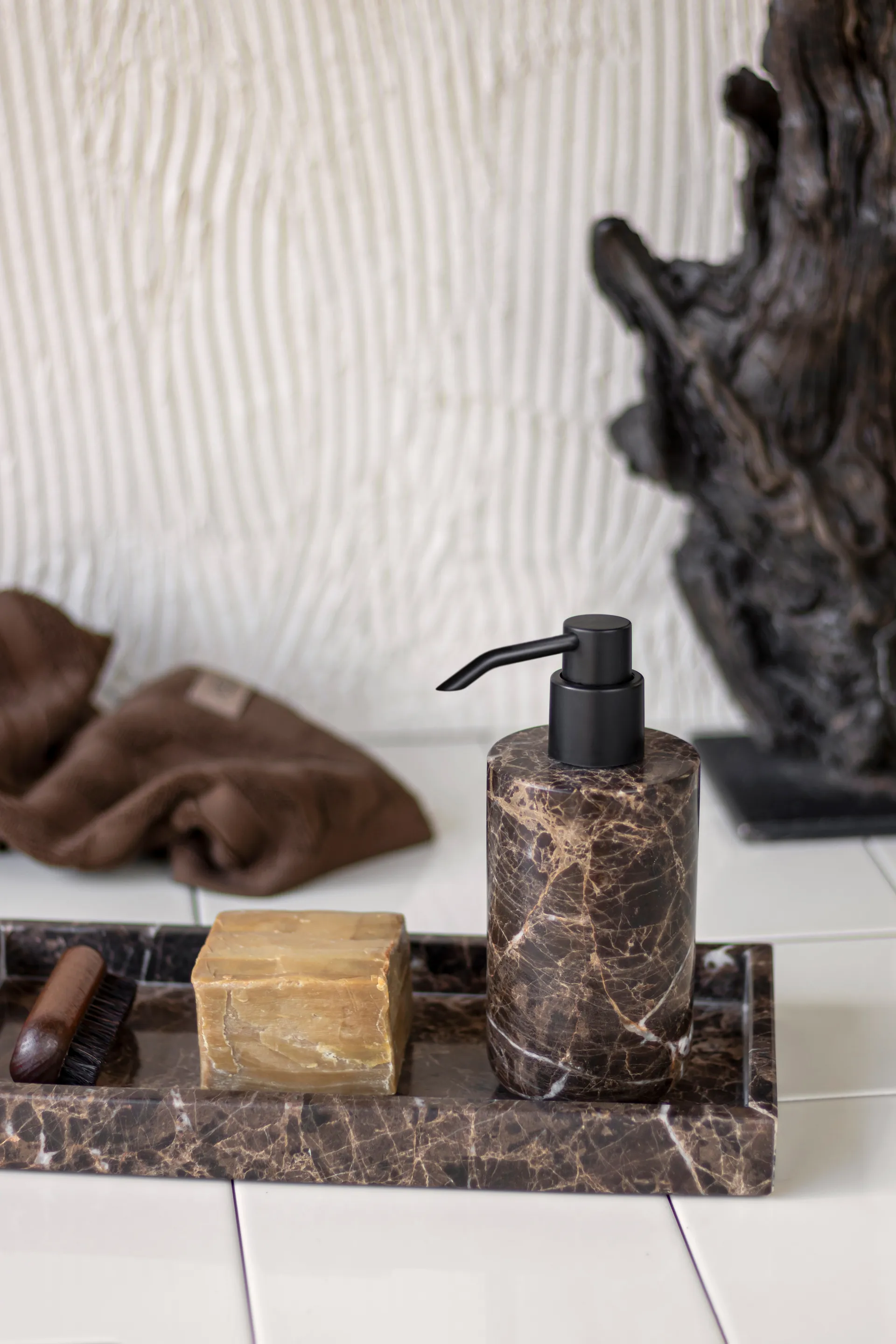Marble tvålpump 17,5 cm, Brun Mette Ditmer