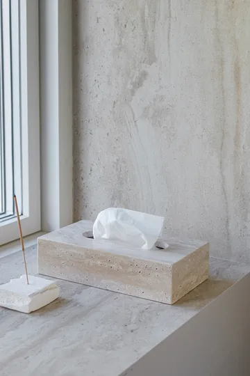 Travertine näsdukslåda 14x25,5 cm - Linen - Mette Ditmer