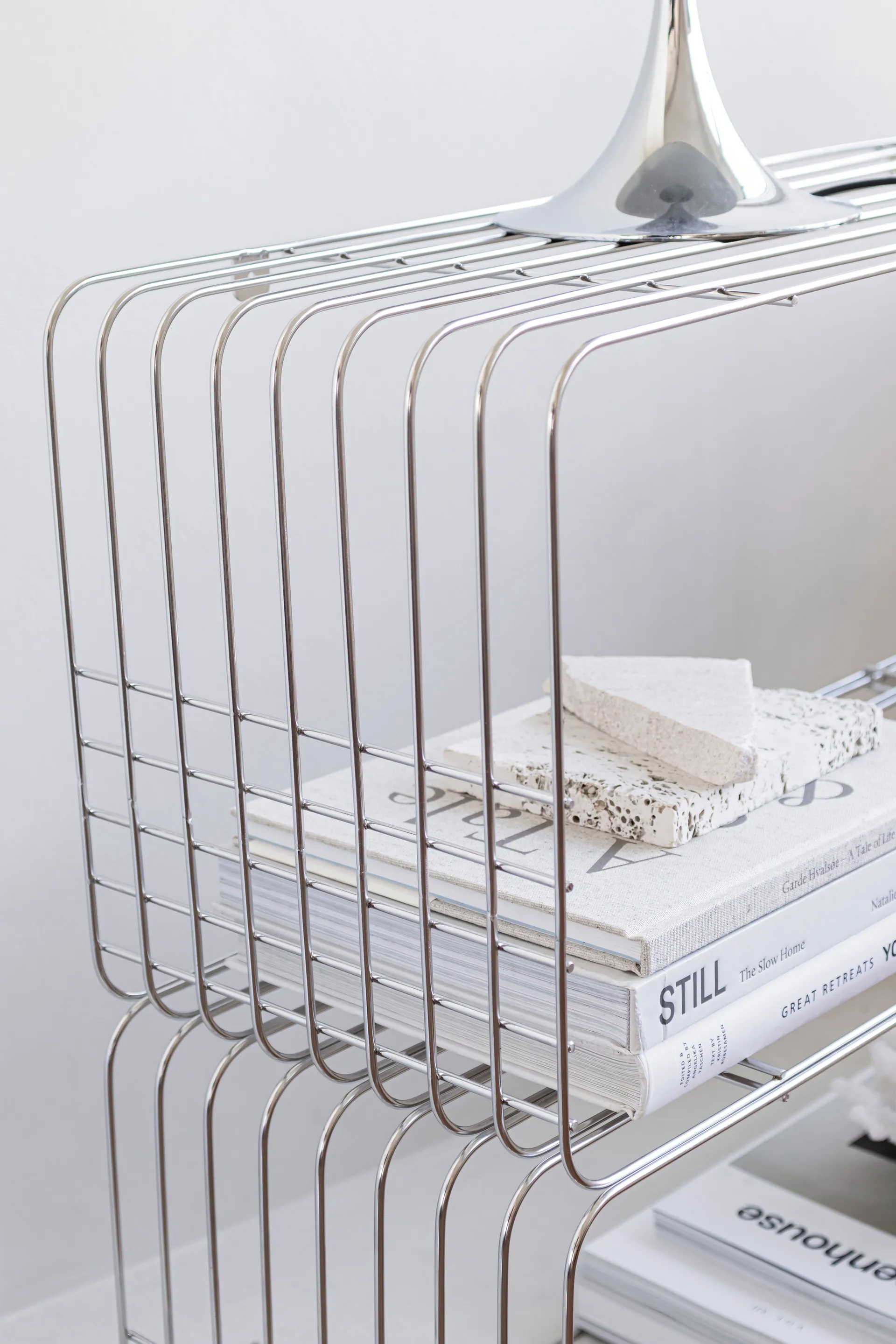 Wire hylla, Chrome, 31x70x26 cm Mette Ditmer