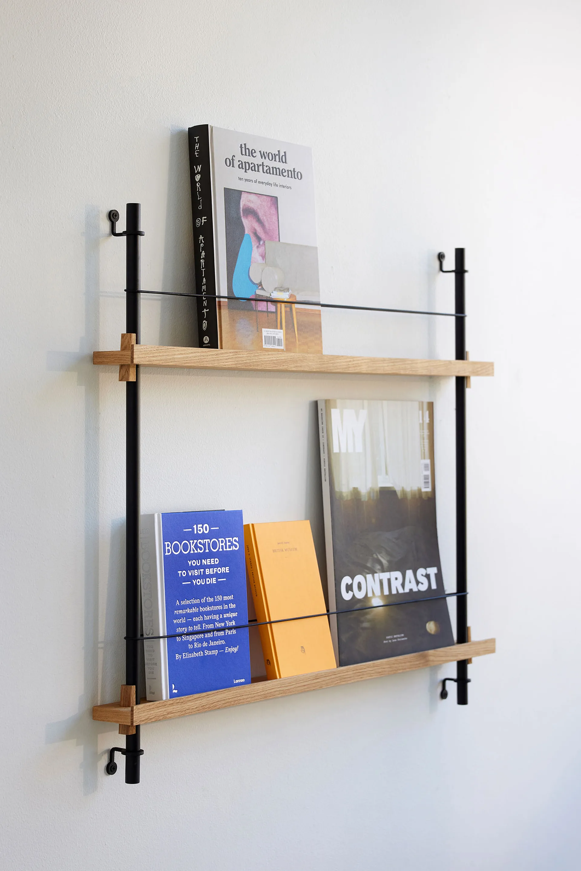 Magazine Shelving tidningsställ, Rökt ek-warm grey, 85x180x7 cm, MS.180.1 MOEBE
