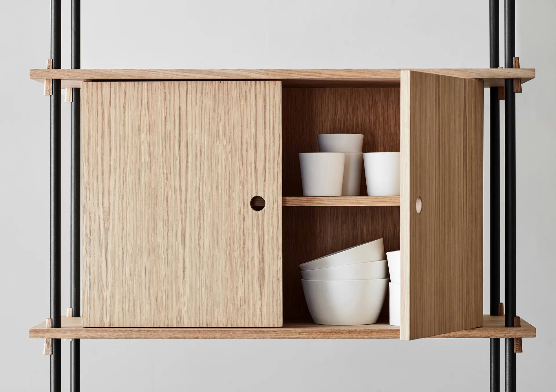Shelving System hylla med skåp, Ek-warm grey, 163x85x35 cm, S.85.2.C MOEBE