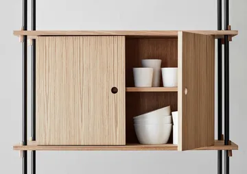 Shelving System hylla med skåp - Rökt ek-warm grey, 163x85x35 cm, S.85.2.C - MOEBE