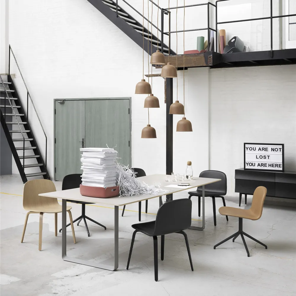70/70 matbord 255x108 cm, White laminate-Plywood-White Muuto