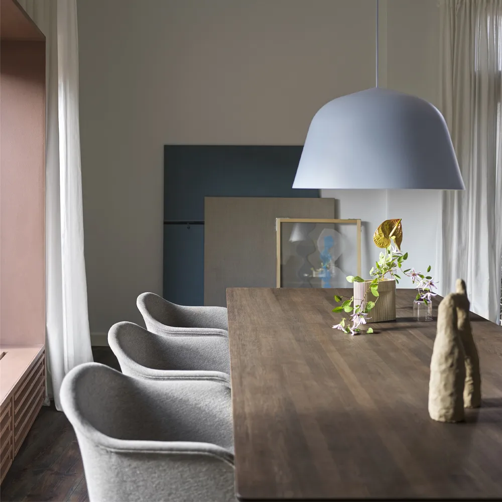 70/70 matbord 295x108 cm, Solid oak-Grey Muuto