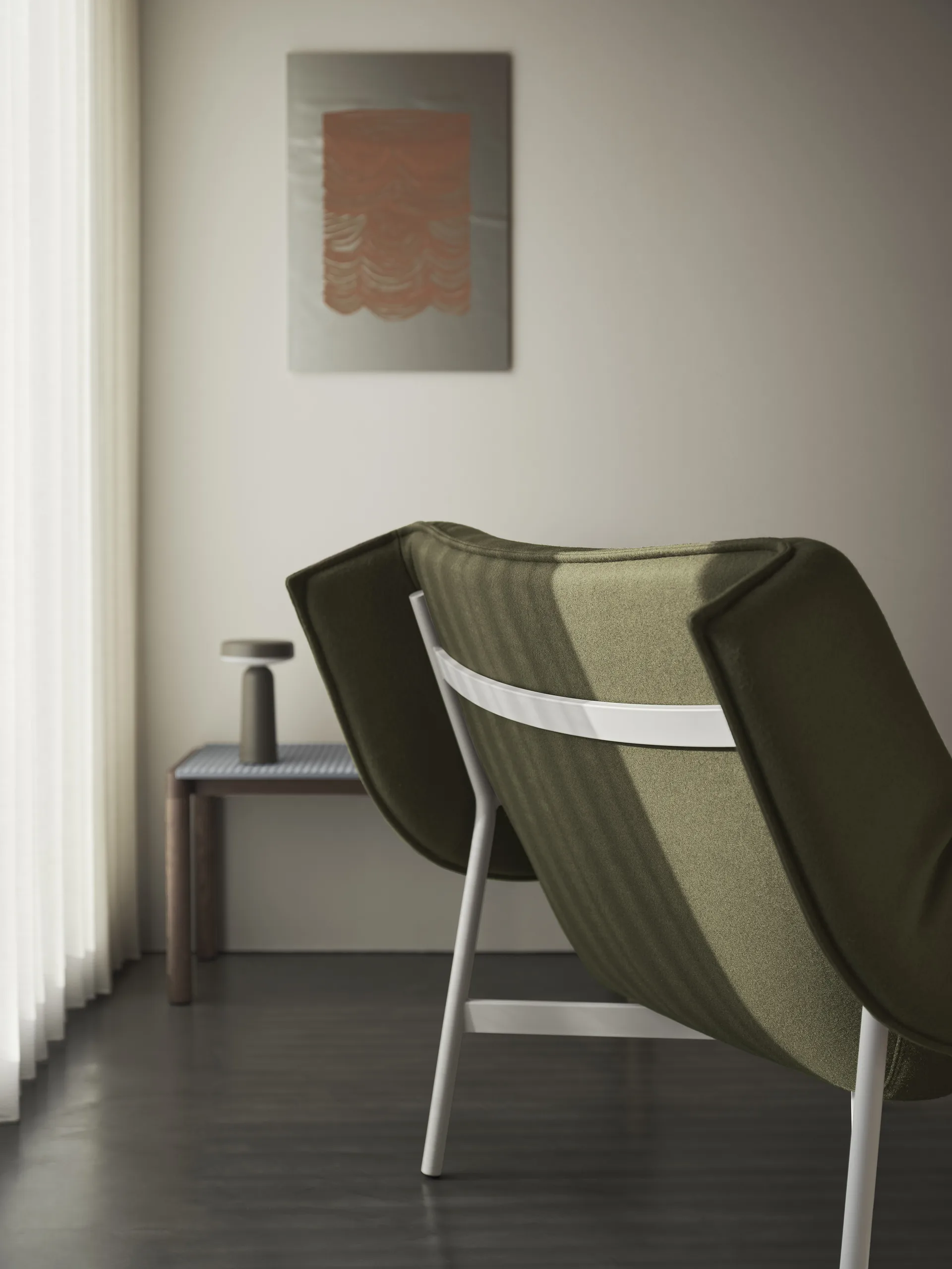 Couple 1 Wavy soffbord 40x84x40 cm, Pale blue-dark oiled oak Muuto