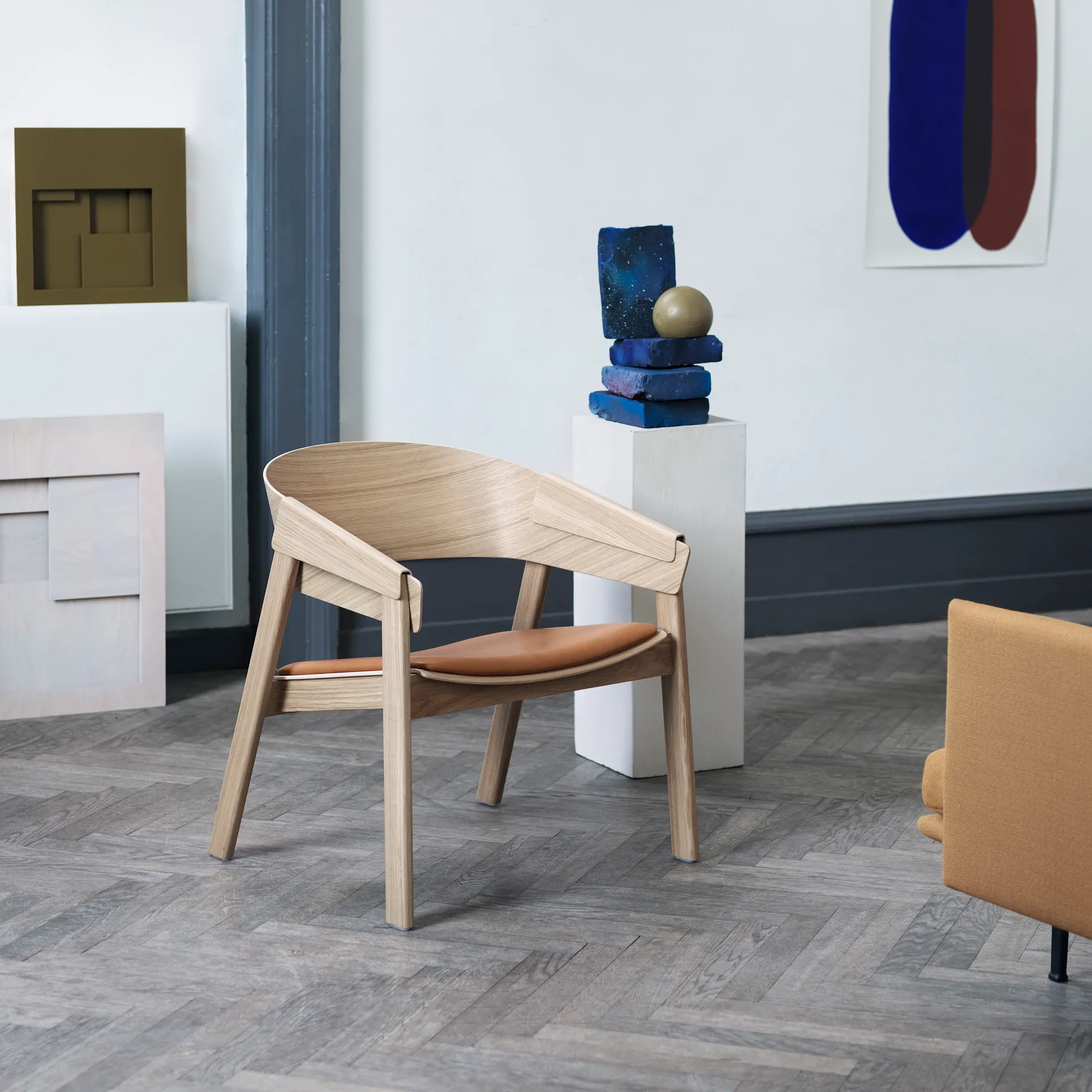 Cover loungestol, Refine leather cognac-oak Muuto