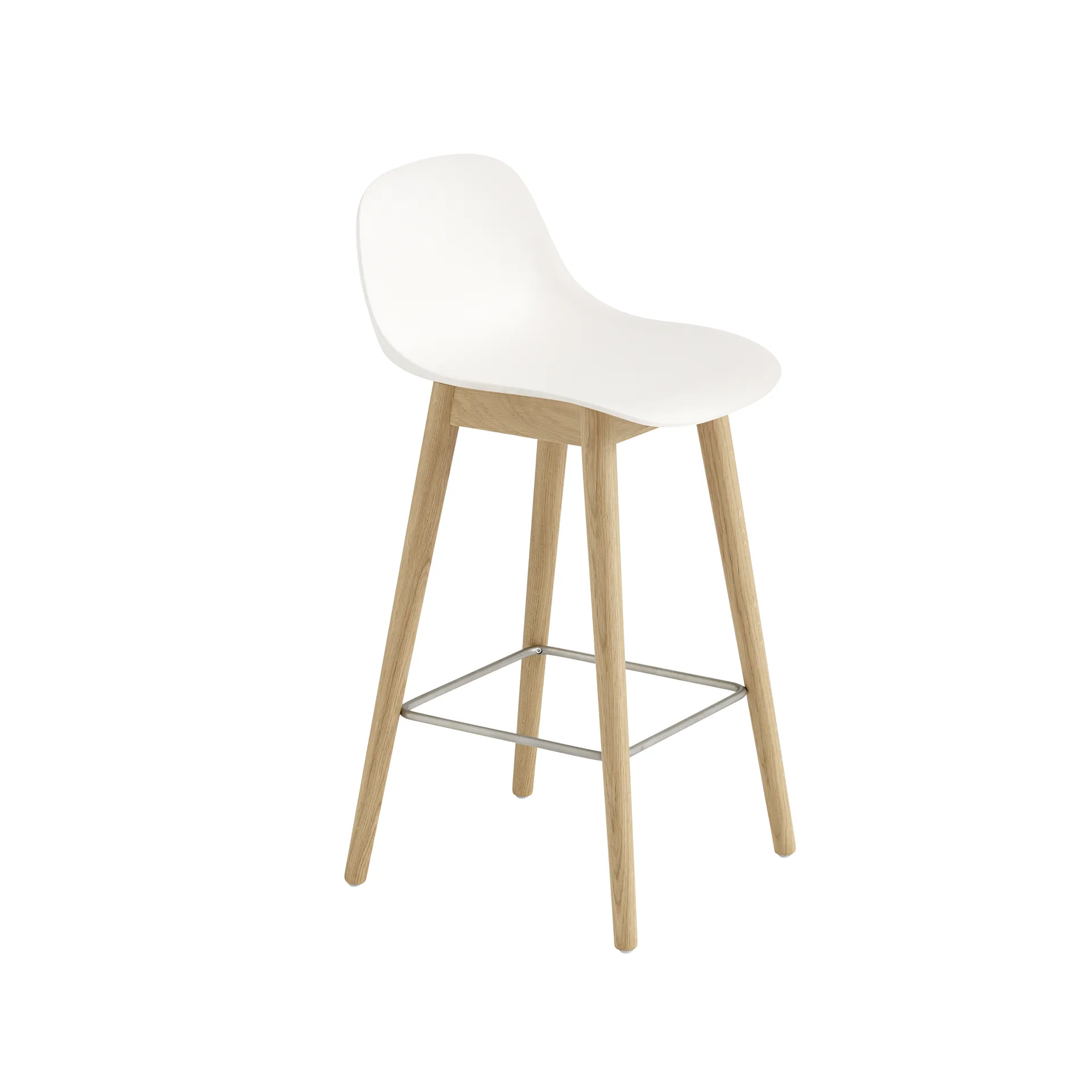 Fiber barstol med ryggstöd 65 cm, Natural white-ekben Muuto