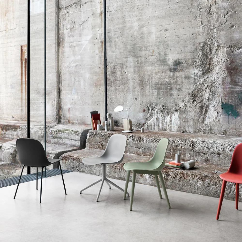 Fiber stol stålmedar plastsits, Grey-Grey Muuto