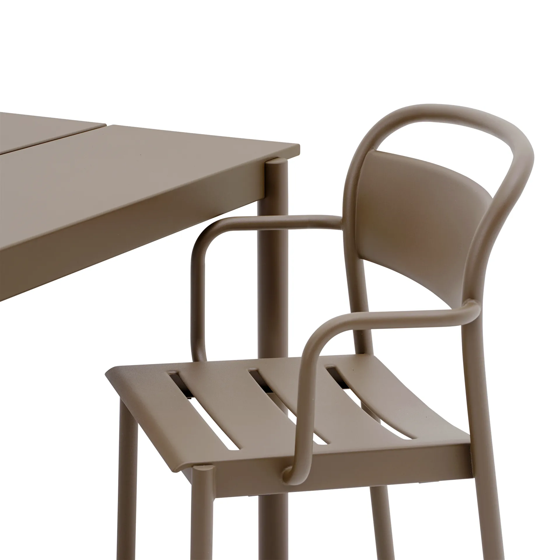 Linear steel armchair karmstol, Taupe Muuto