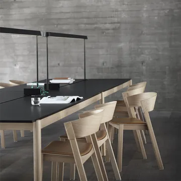 Linear System bord 142x240 cm - White laminate-White ABS-Oak - Muuto