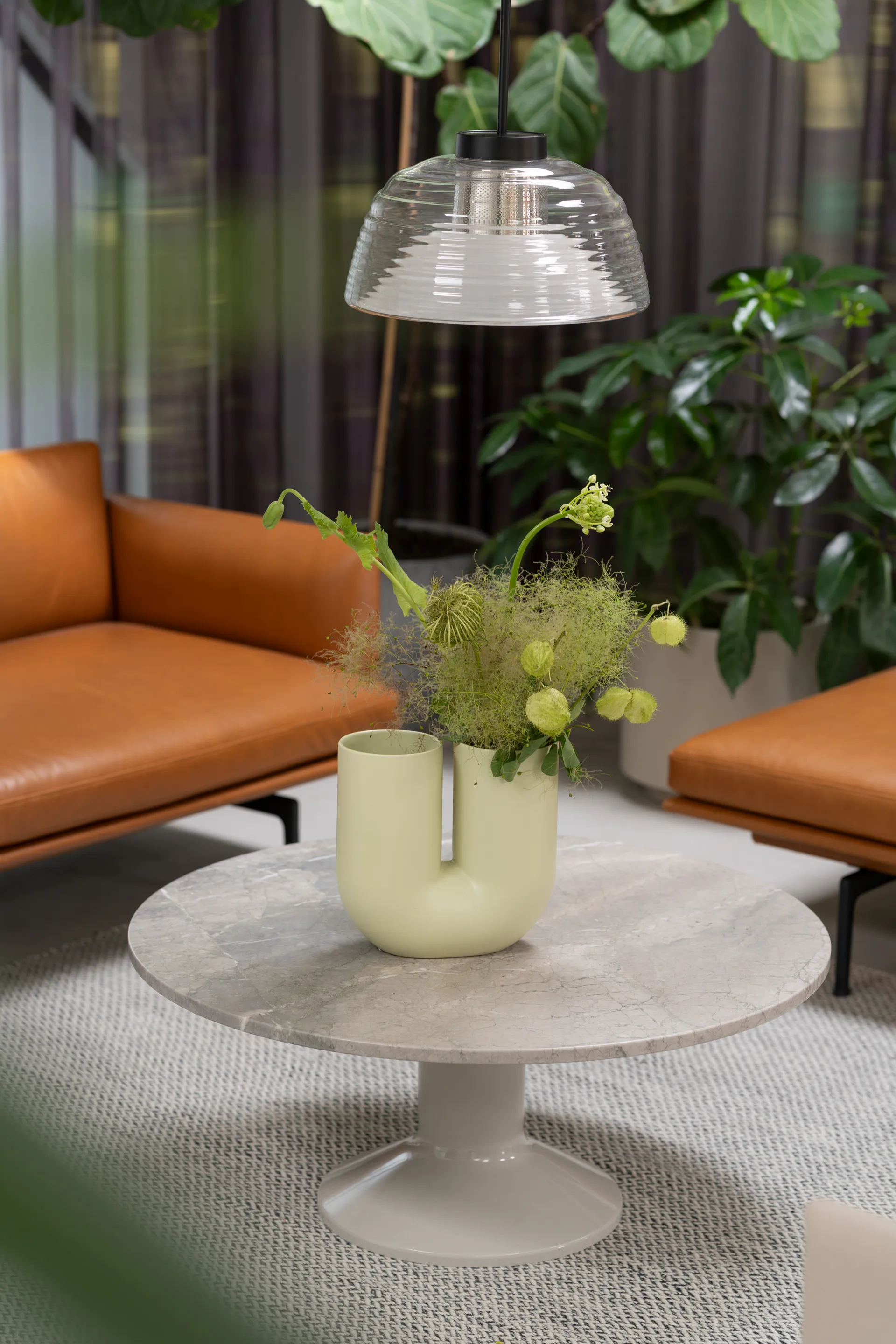 Midst soffbord, Grey marble-grey, Ø90 cm Muuto