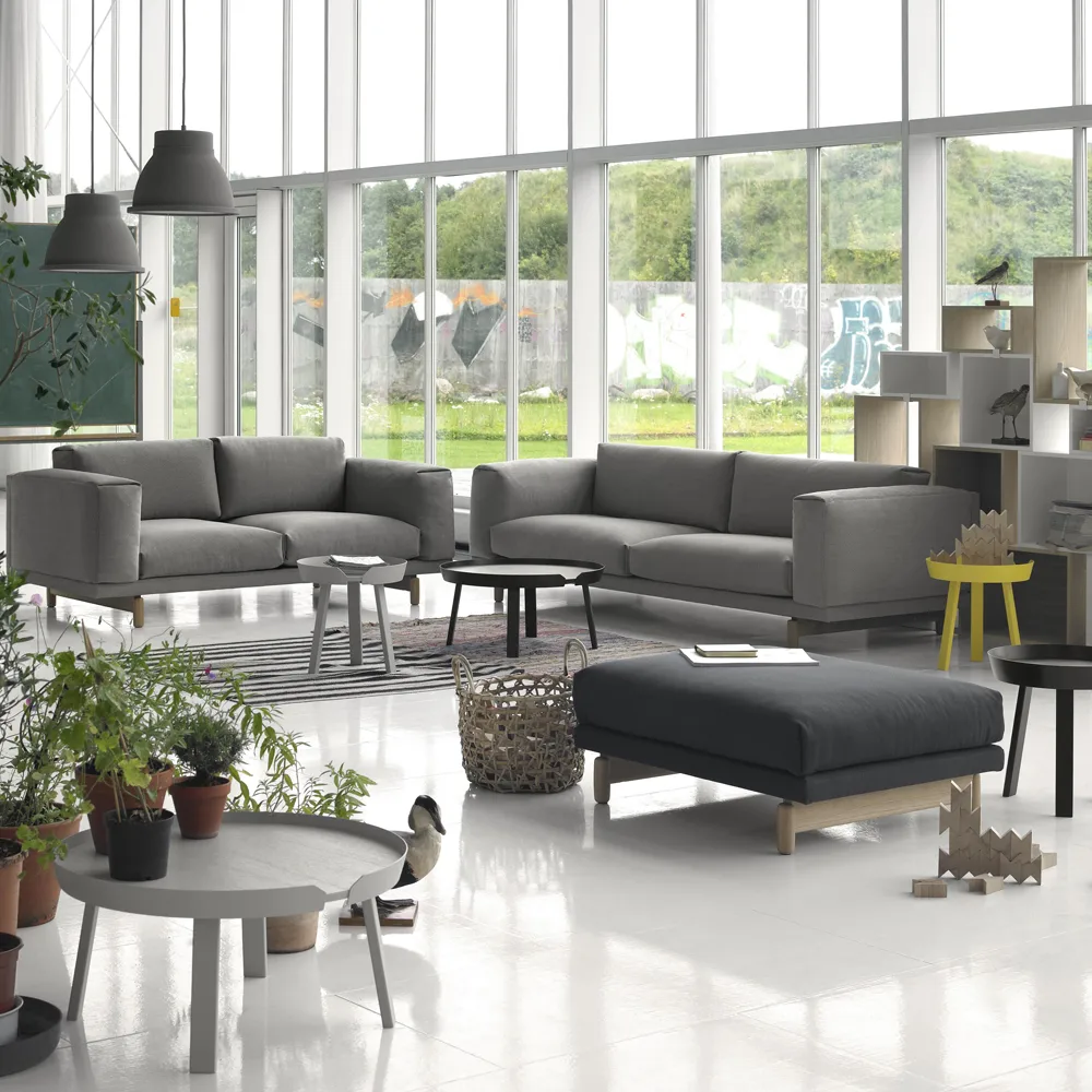 Rest soffa, 3-sits tyg steelcut trio ii 133 light grey-ekben Muuto