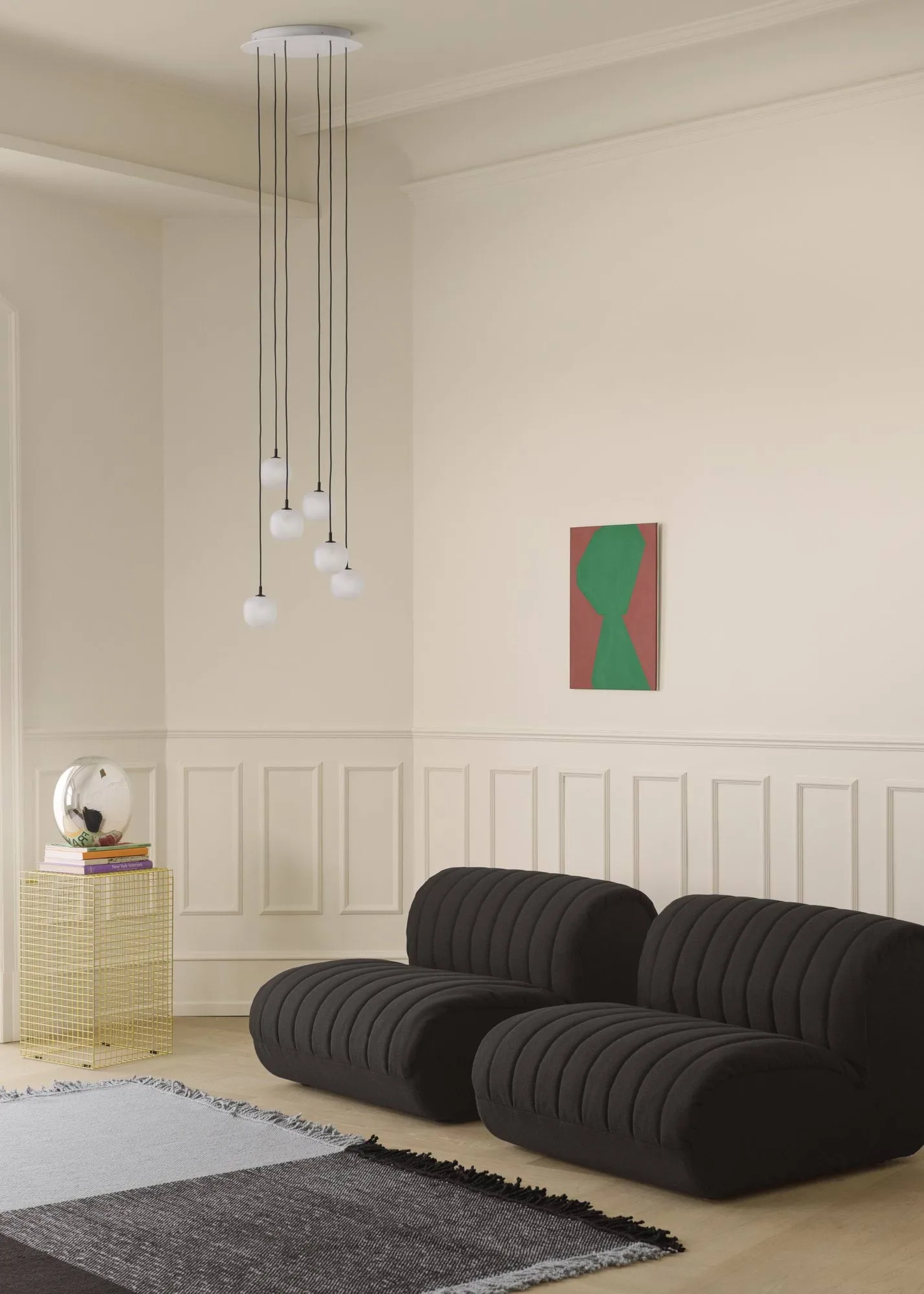 Rime Pendant Cluster 6 pendel, Deep red, Ø25 cm Muuto