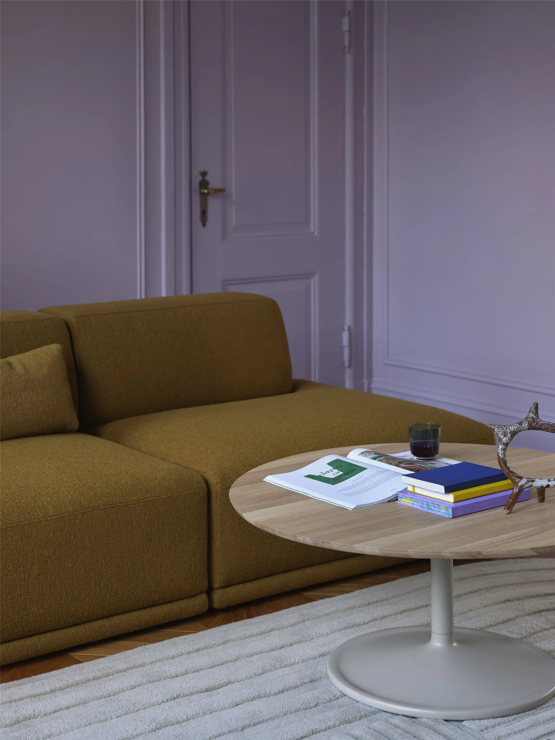 Soft soffbord Ø95 cm, Solid oak-grey Muuto