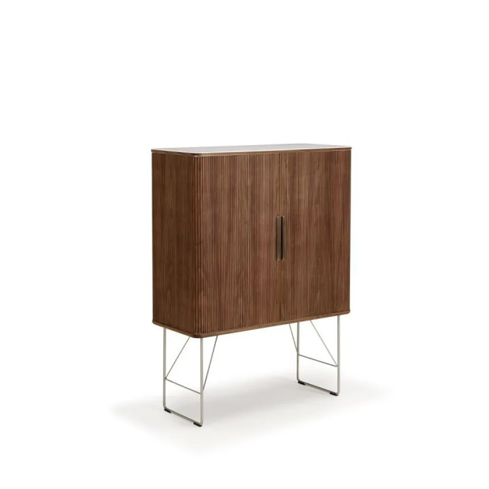 AK 2740 skåp, valnöt olja, stålstativ, vit corian top Naver Collection