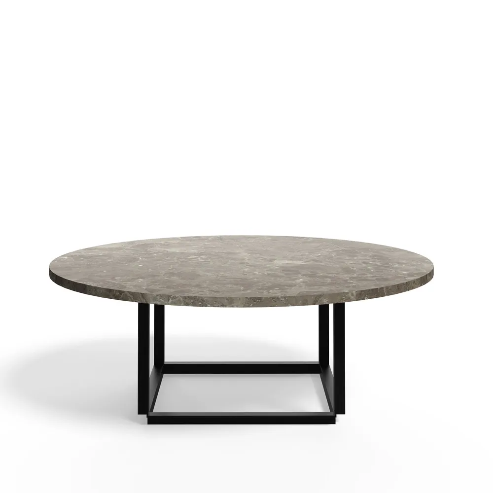 Florence soffbord, gris du marais marble, ø90 cm, svart stativ New Works