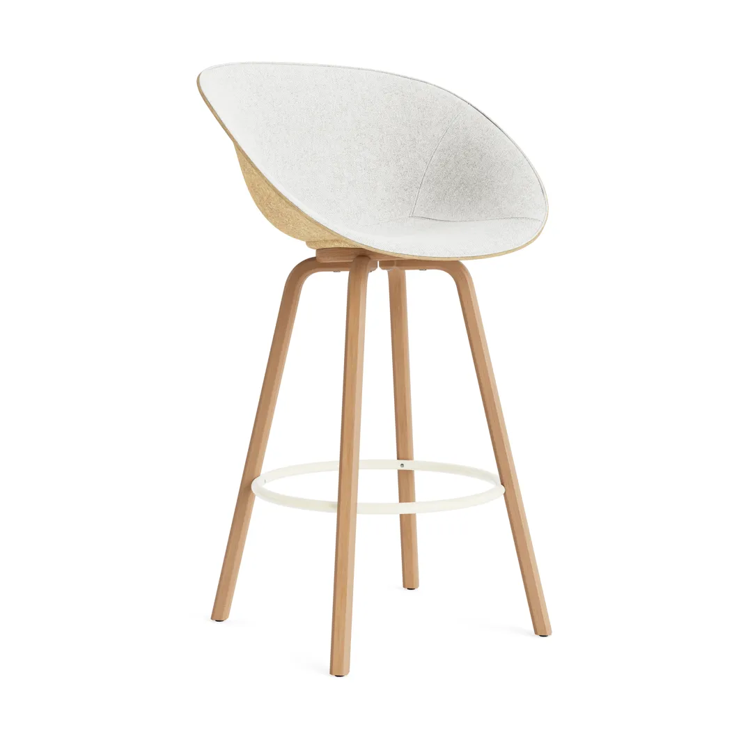 Mat barstol framsideklädd 75 cm, Hallingdal 110-hemp-beech-cream steel Normann Copenhagen
