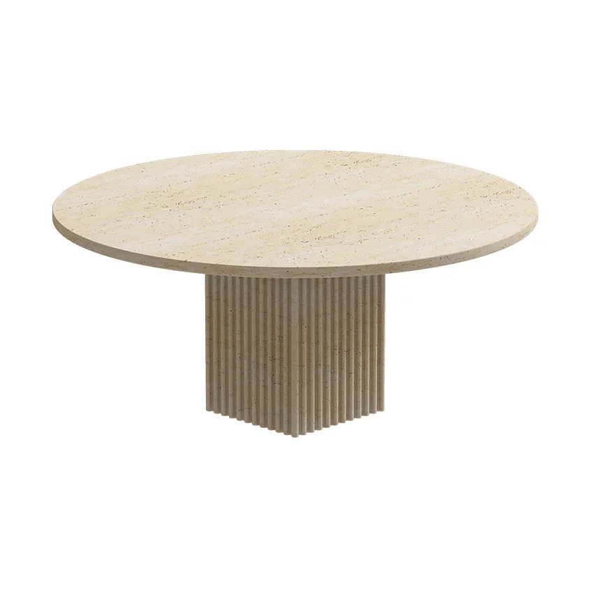 Soho soffbord, Beige travertin, Ø80x35 cm NORR11