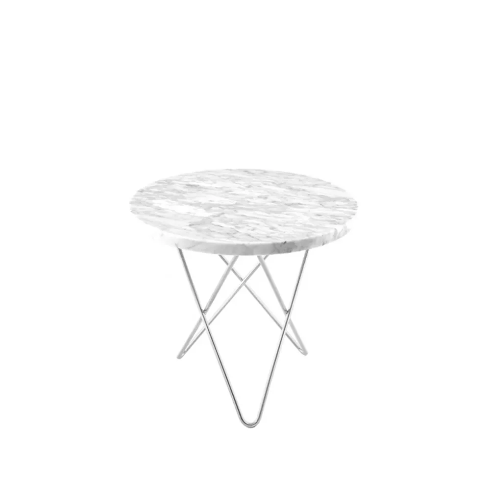 Mini O Table soffbord, Marmor vit, rostfritt stativ OX Denmarq