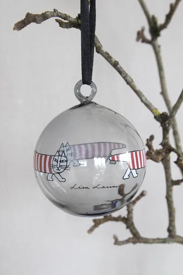 Lisa Larson Mikey julgranskula - Silver-red-white - Pluto Design