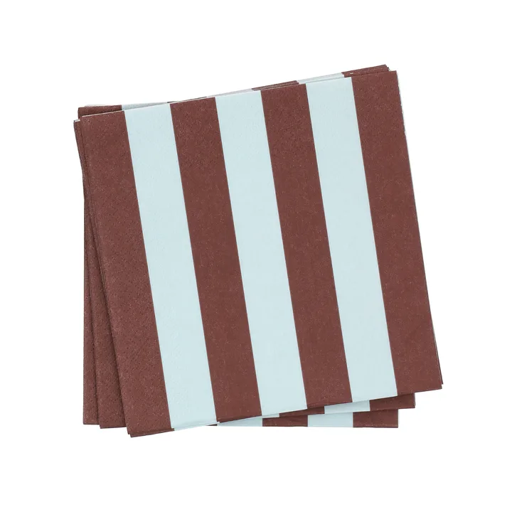 Bold Stripe pappersservett - Vinröd-blå, 20‑pack, 33×33 cm - Scandi Essentials