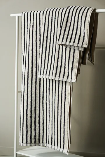 Drift handduk 30x50 cm - Vit-svart - Scandi Living