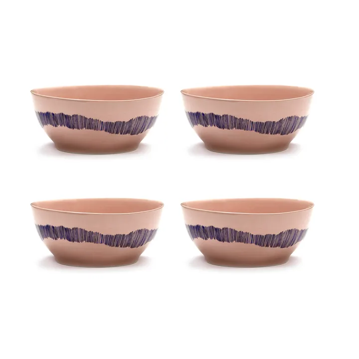 Ottolenghi Feast skål S Ø15 cm 4-pack - Pink stripes blue - Serax