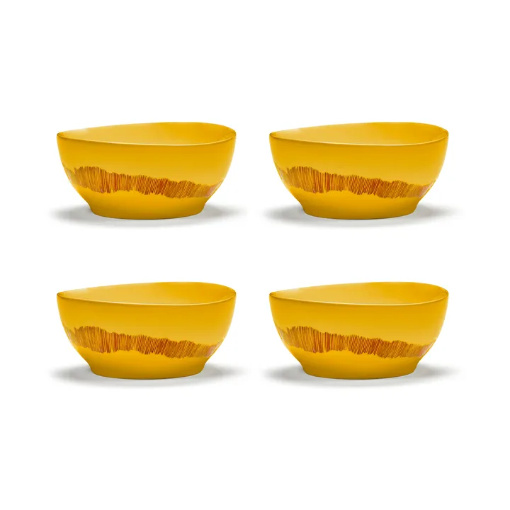 Ottolenghi Feast skål S Ø15 cm 4-pack - Yellow stripes red - Serax